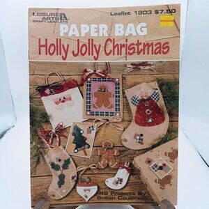 Paper Bag Holly Jolly Christmas 1803 by Susan Cousineau, Leisure Arts 1998 Vinta
